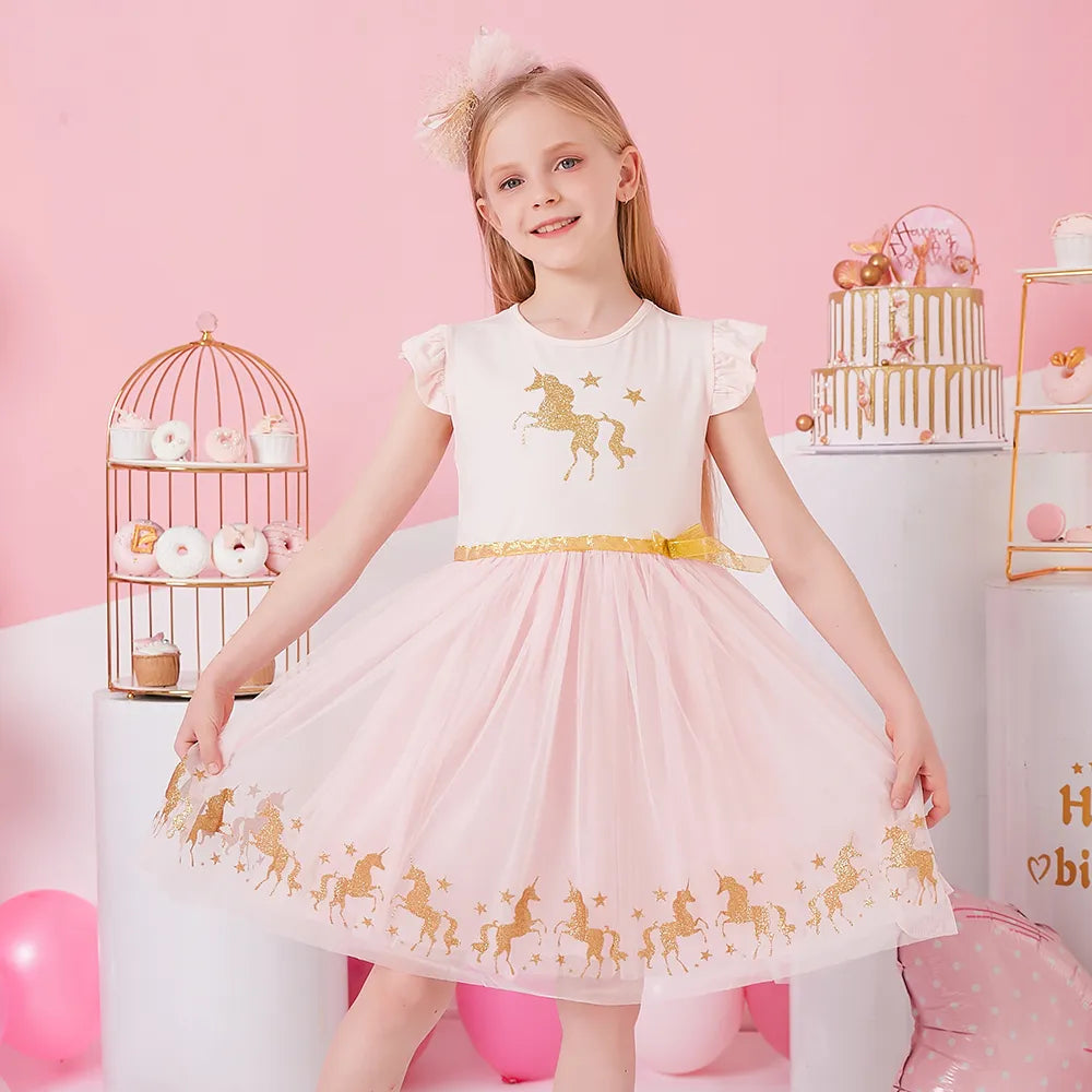 Kids Girls Sleeveless Sequin Princess Dresses for Summer childrensterritory