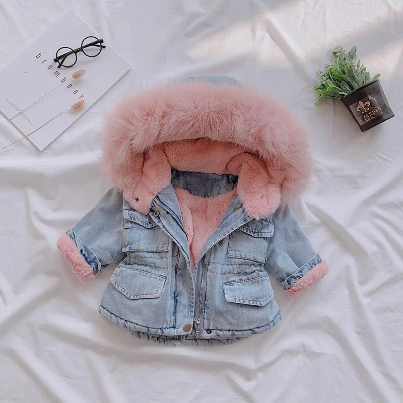 Large Fur Collar Hooded Little Girl&