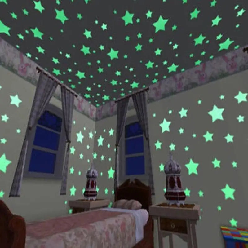 3D Stars Luminous Fluorescent Wall Stickers childrensterritory