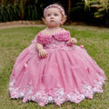 Butterfly Flowers Design Puffy Tulle Wedding Birthday Party Gowns childrensterritory