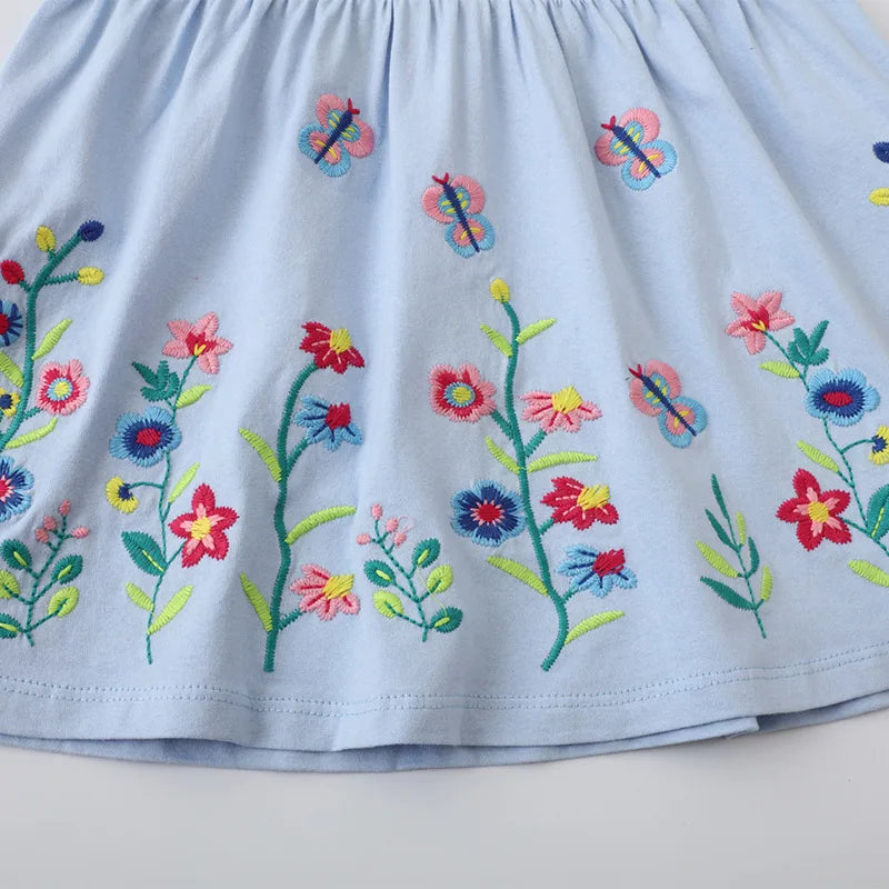 Floral Print Vintage Summer Dress for Kids Girls