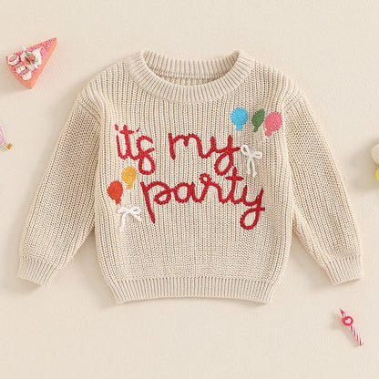 Toddler Girls Letter Print Knitted Warm Autumn Sweaters