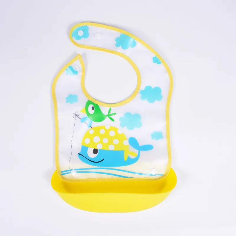 Soft Waterproof Cartoon Printed Adjustable Baby Bibs