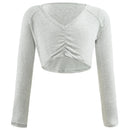 Girls' V-Neck Long Sleeves Ballet Dance Tops childrensterritory