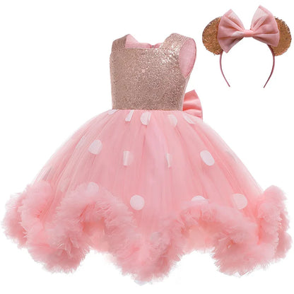 Polka-Dot Design Little Girls Birthday Party Dresses childrensterritory