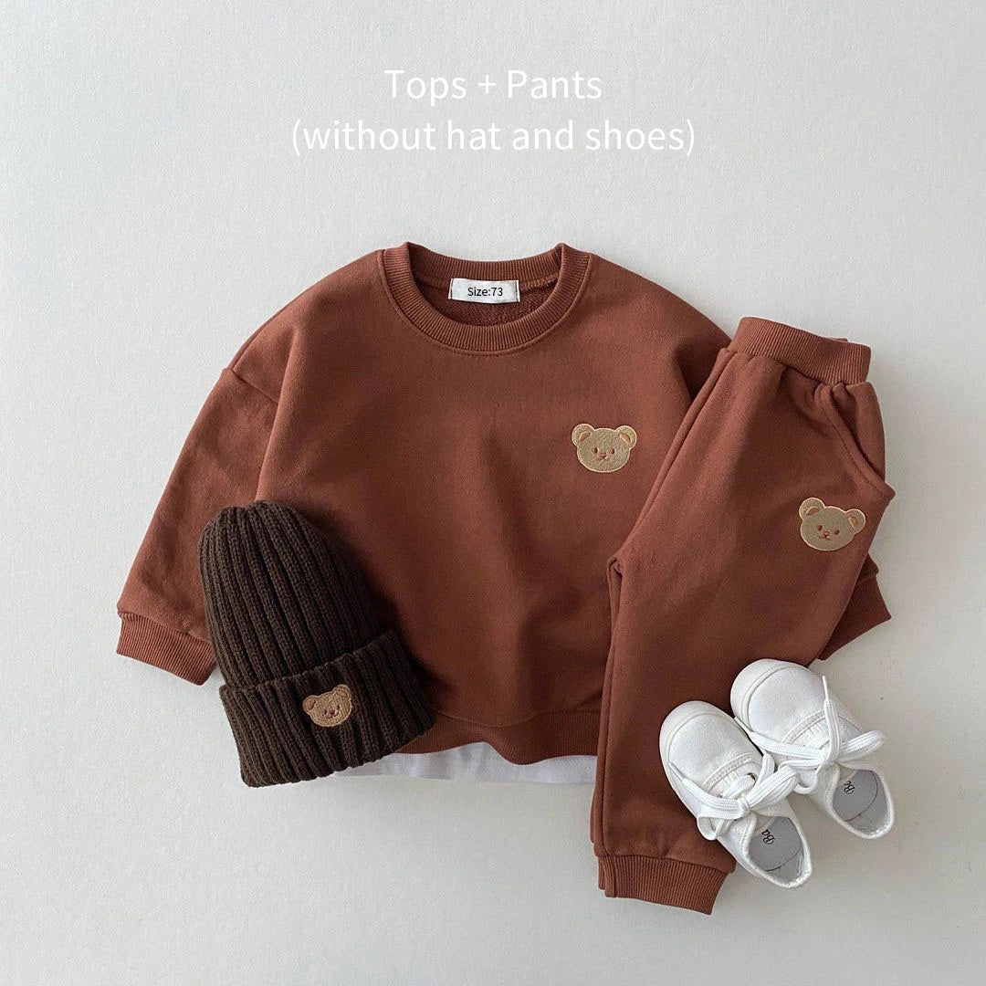 Bear Embroidery 2Pcs Boys Clothing Set