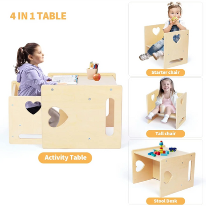 4 in 1 Montessori Weaning Kids Activity Table and Chair Set childrensterritory