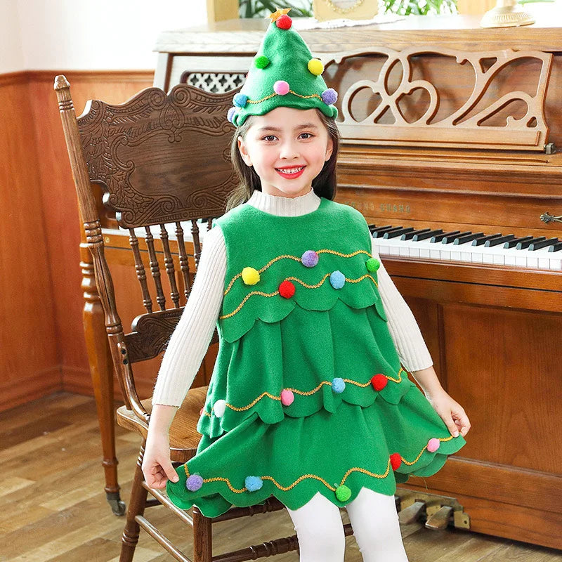 Kids Girls Christmas Tree Costume for Cosplay childrensterritory