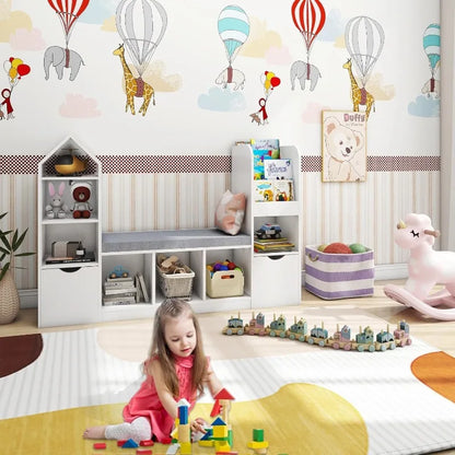 Kids Toy Storage Organizer and Bookshelf with Reading Nook
