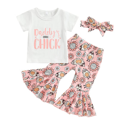 Baby Girls Cartoon Letter Print Easter Outfit Set childrensterritory