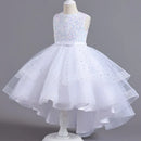 Kids Girls Sequins Design Fluffy Princess Party Trailing Dresses