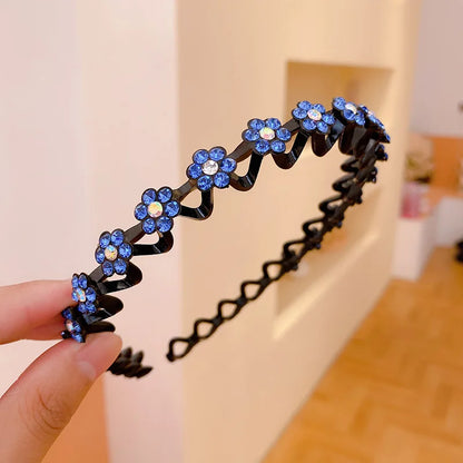 Pearl &amp; Rhinestone Decorated Non-Slip Hairbands for Girls