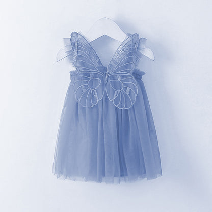 Baby Girl Sleeveless Tulle Birthday Party Dresses with Butterfly Wings childrensterritory