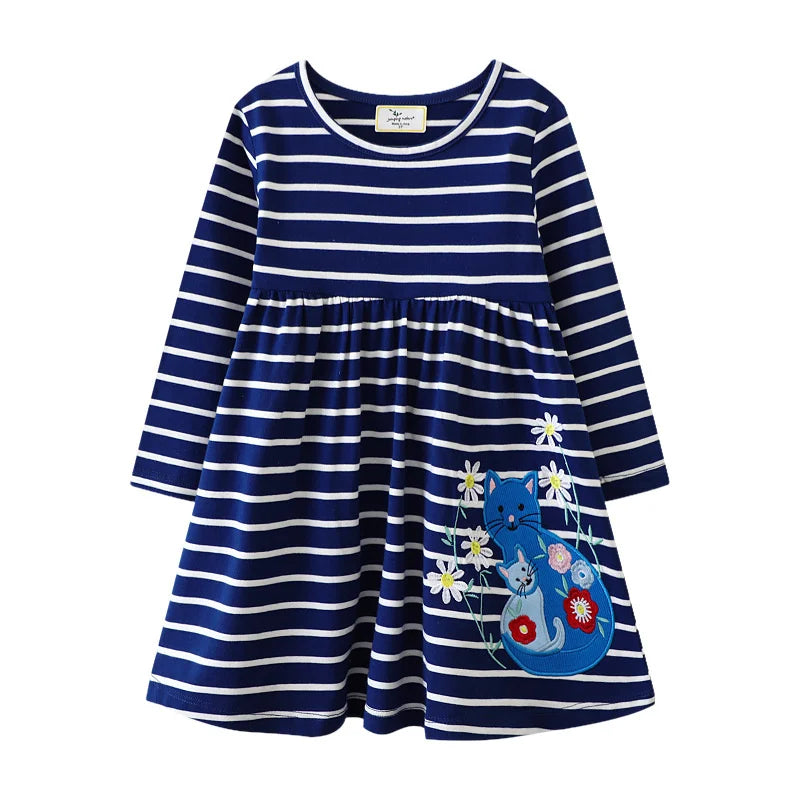 Full-Sleeve Animal Print Summer Dresses For Girls