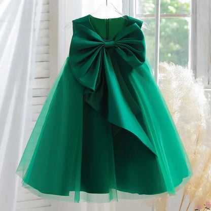 Lavender Scoop Neck Puff Girls Birthday Party Dresses