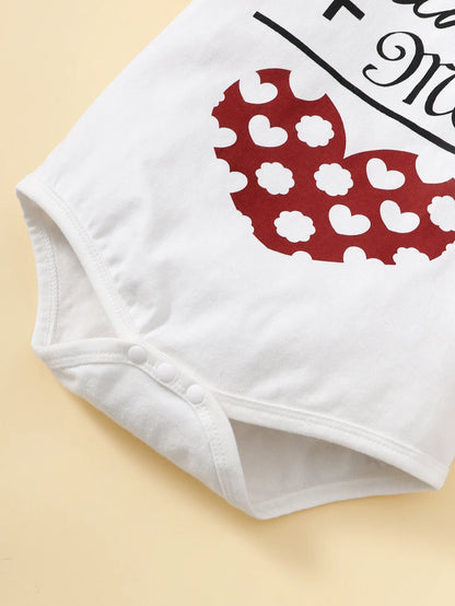 3PCS Baby Girl Love Letter Print Bodysuit + Shorts Set