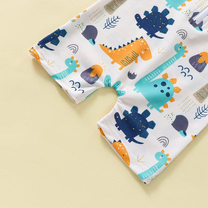 Cartoon Dinosaur Printed Baby/Kids Boys Zipper Swimsuit childrensterritory