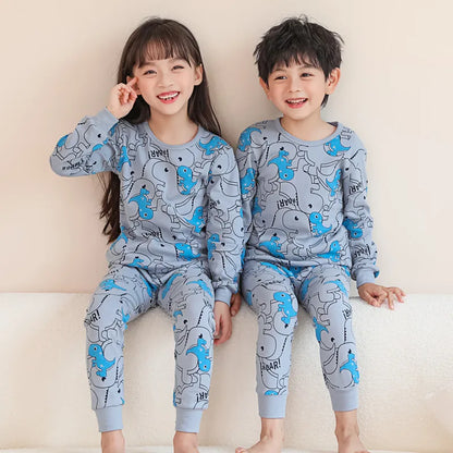 Long Sleeve Cartoon Design Kids Winter Warm Pajamas Sets childrensterritory