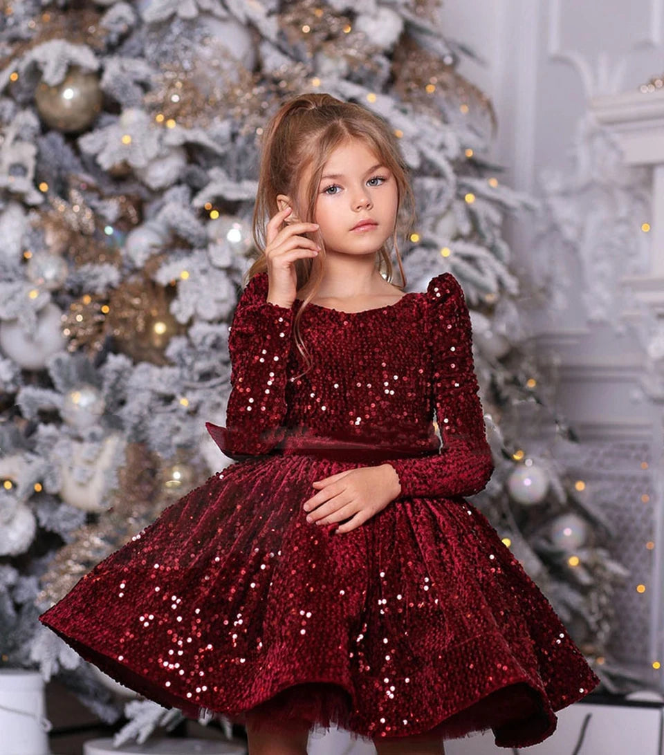 Kids Girls First Communion Sequins Dresses Ball Gowns childrensterritory