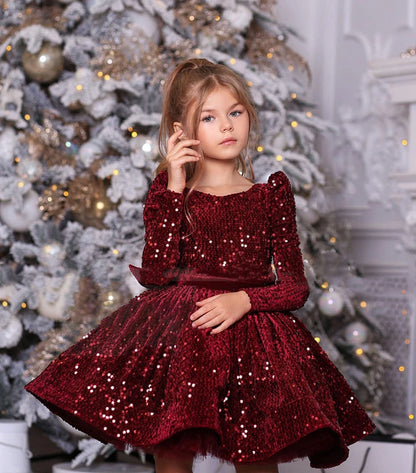 Kids Girls First Communion Sequins Dresses Ball Gowns childrensterritory