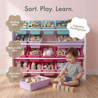 Space-Efficient Toys Storage Metal Shelving Unit