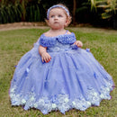 Butterfly Flowers Design Puffy Tulle Wedding Birthday Party Gowns childrensterritory