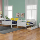 A Twin Over Bunk Bed Featuring Storage Drawers and Ladders childrensterritory