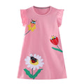 Little Girls Flowers Bees Embroidered Summer Dress childrensterritory