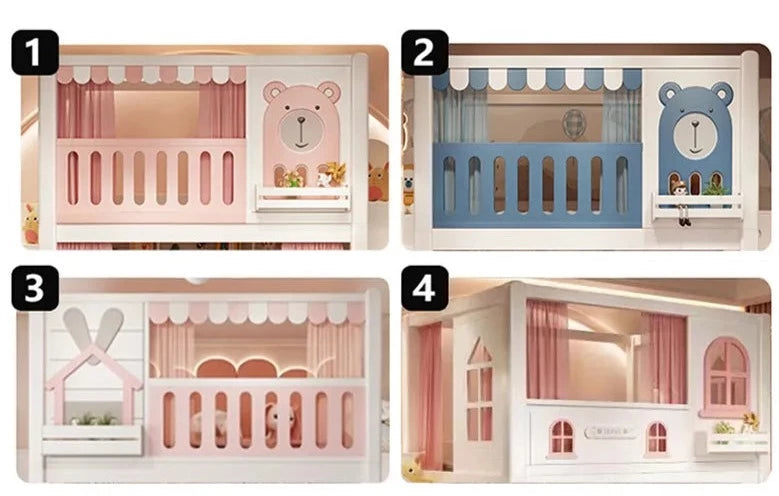Kids Castle Bunk Bed with Treehouse and High Guardrails childrensterritory