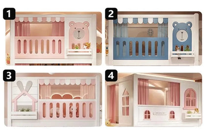 Kids Castle Bunk Bed with Treehouse and High Guardrails childrensterritory