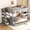 Full Size Convertible Wooden Bunk Bed with Storage Staircase childrensterritory