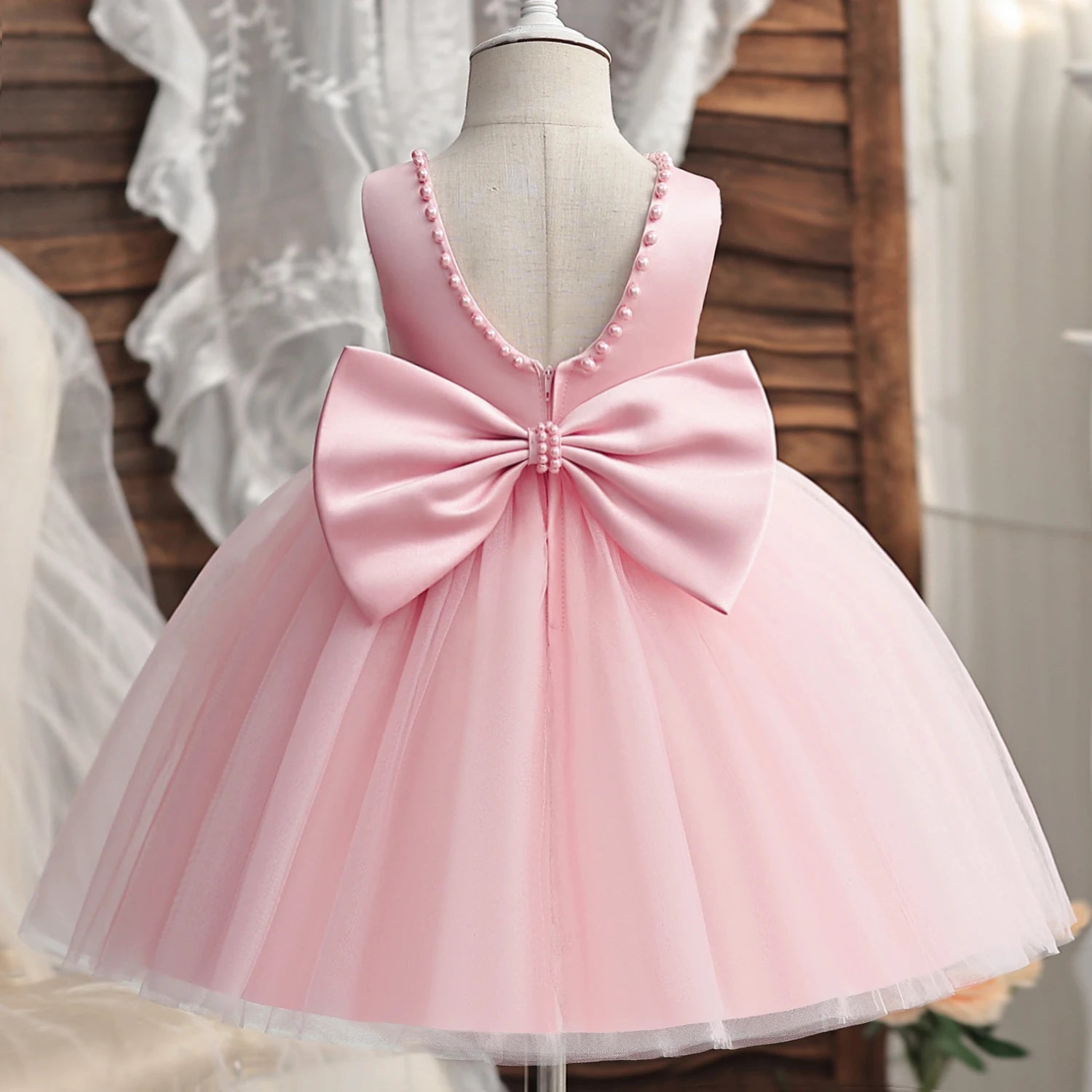 Baby/Kids Girls Bow Design Tulle Prom/Birthday Party Dresses