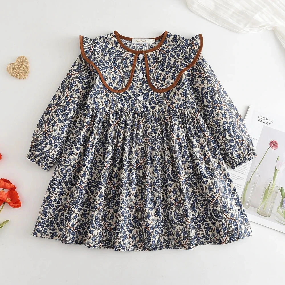 Kids Girls Long Sleeve Mesh Cotton Winter Party Dresses