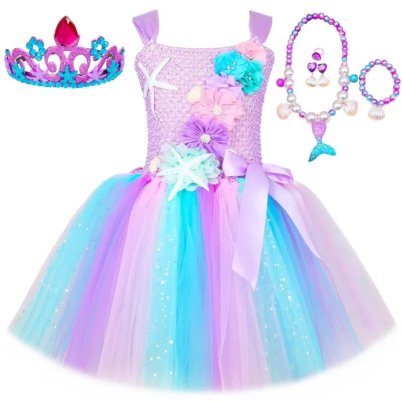 Girls Mermaid Style Tutu Princess Birthday/Halloween Party Dresses