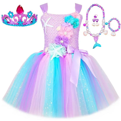 Girls Mermaid Style Tutu Princess Birthday/Halloween Party Dresses