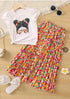 Little Girls Printed Top with Wide Leg Pants Two Piece Clothing Sets childrensterritory