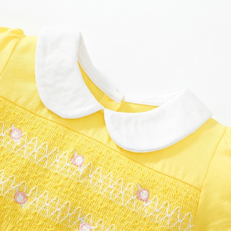 Flowers Embroidery Design Casual Summer Dresses childrensterritory