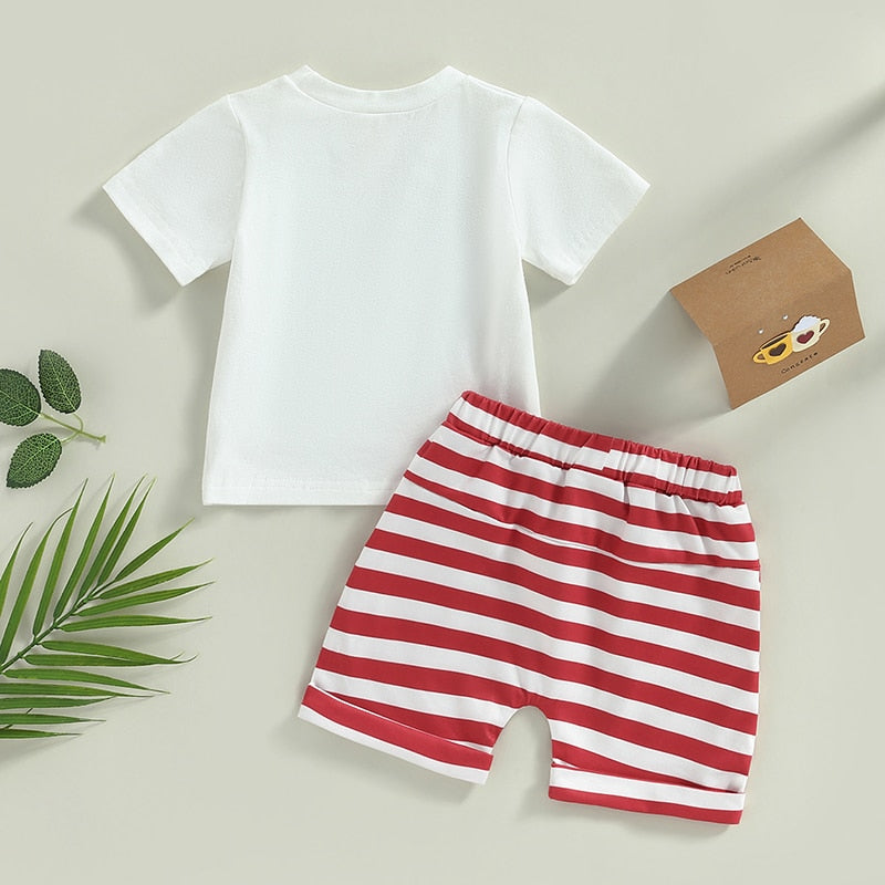 Letters Dinosaur Print Baby/Kids Boys 4th of July Clothing childrensterritory