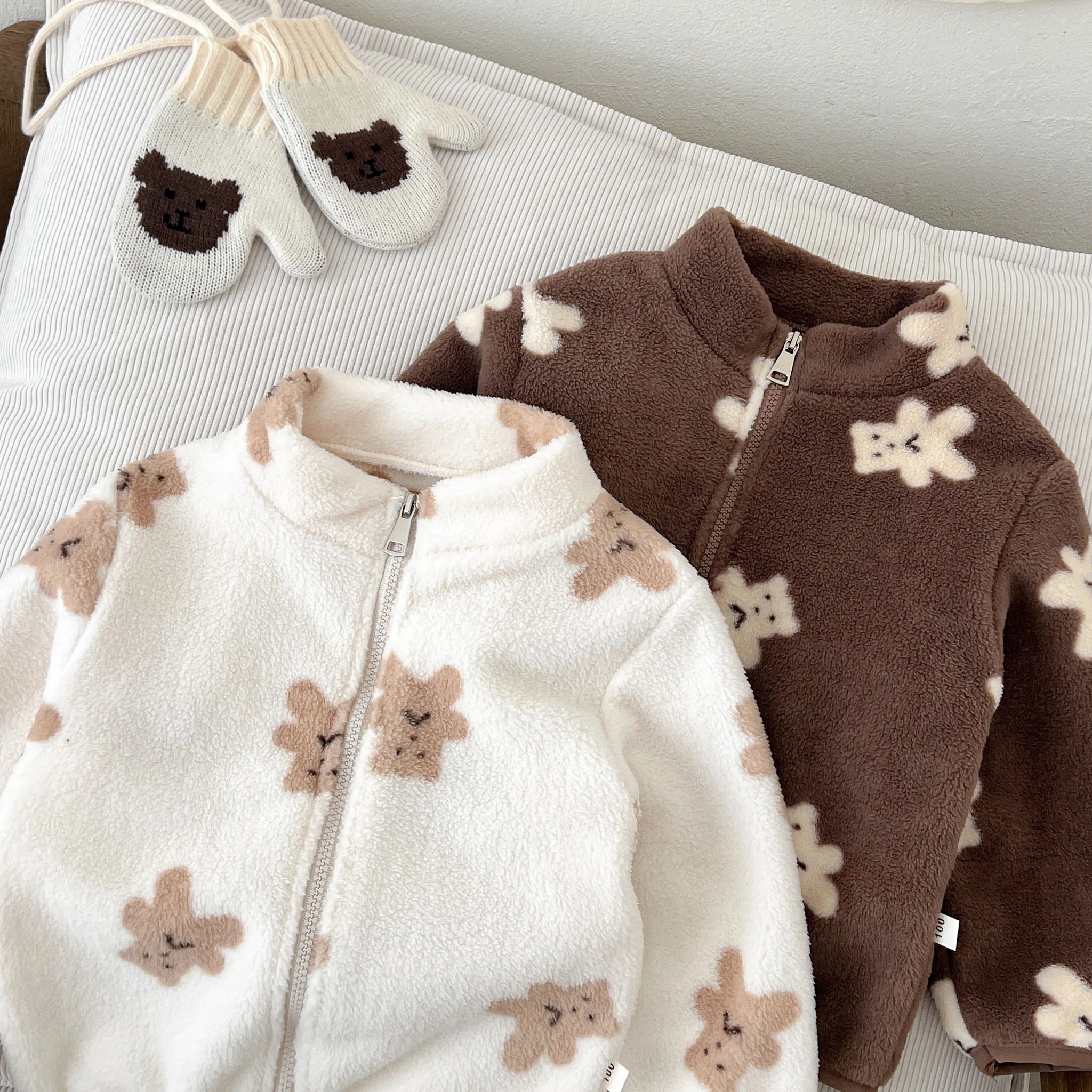 Kids Cartoon Print Long Sleeves Warm Jacket