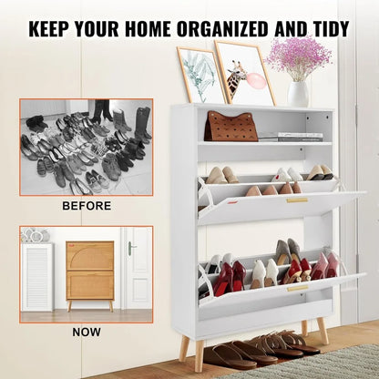 White Entryway Shoe Storage Cabinet for Home childrensterritory