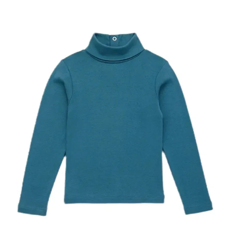 Retro Style Girls' Sweet Mid-Neck Tops for Autumn