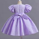 Toddler Girl's Solid Color Bow Design Evening Performance Dresses childrensterritory