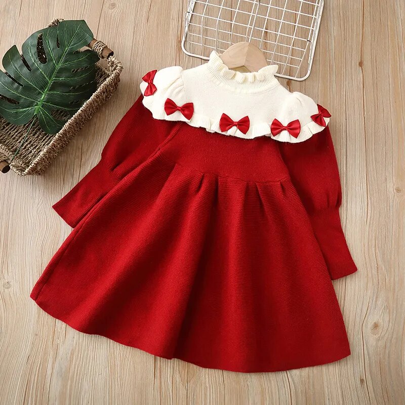 Kids Girls Fashionable Print Skirt Princess Sweater Dresses childrensterritory