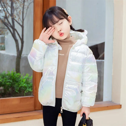 Bear Print Winter Hooded Jackets For Toddler Girls childrensterritory