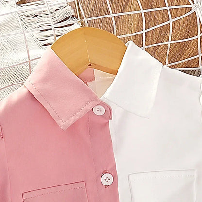 Lace-up A-line Patchwork Kids Girls Summer Dress
