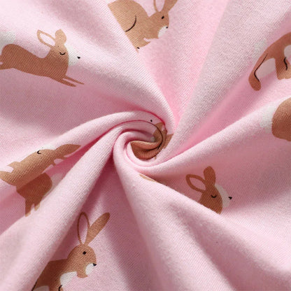 Girls Short Sleeves Rabbit Cartoon Print Summer Dresses childrensterritory