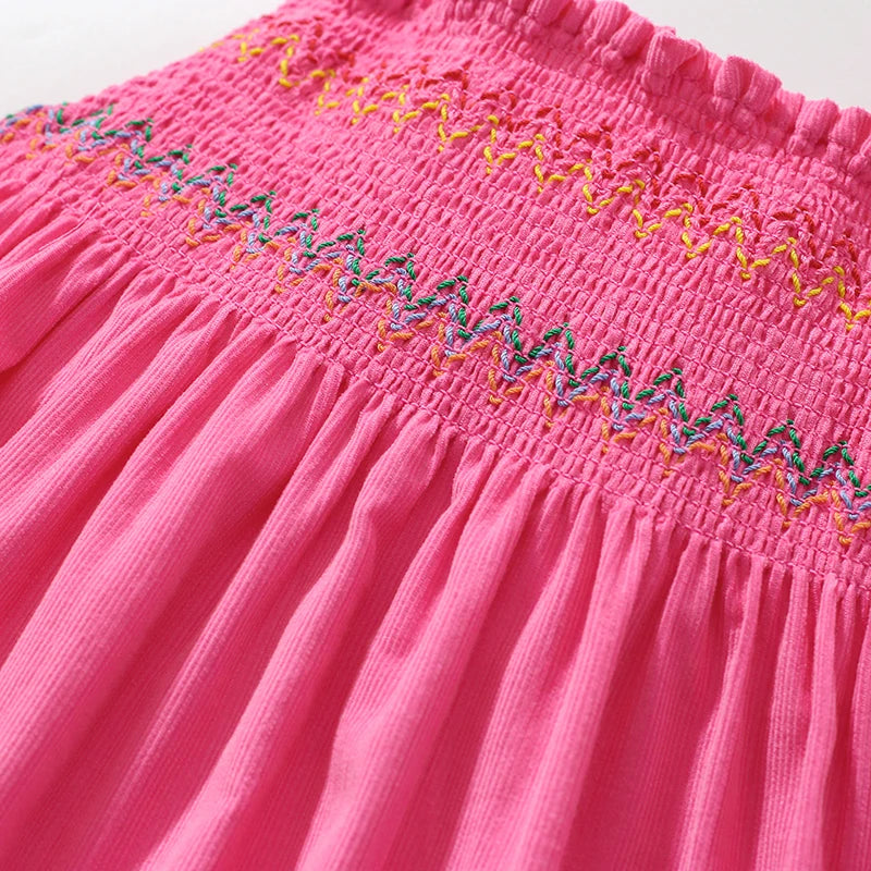 Cartoon Rabbits Embroidery Little Girls Corduroy Dress