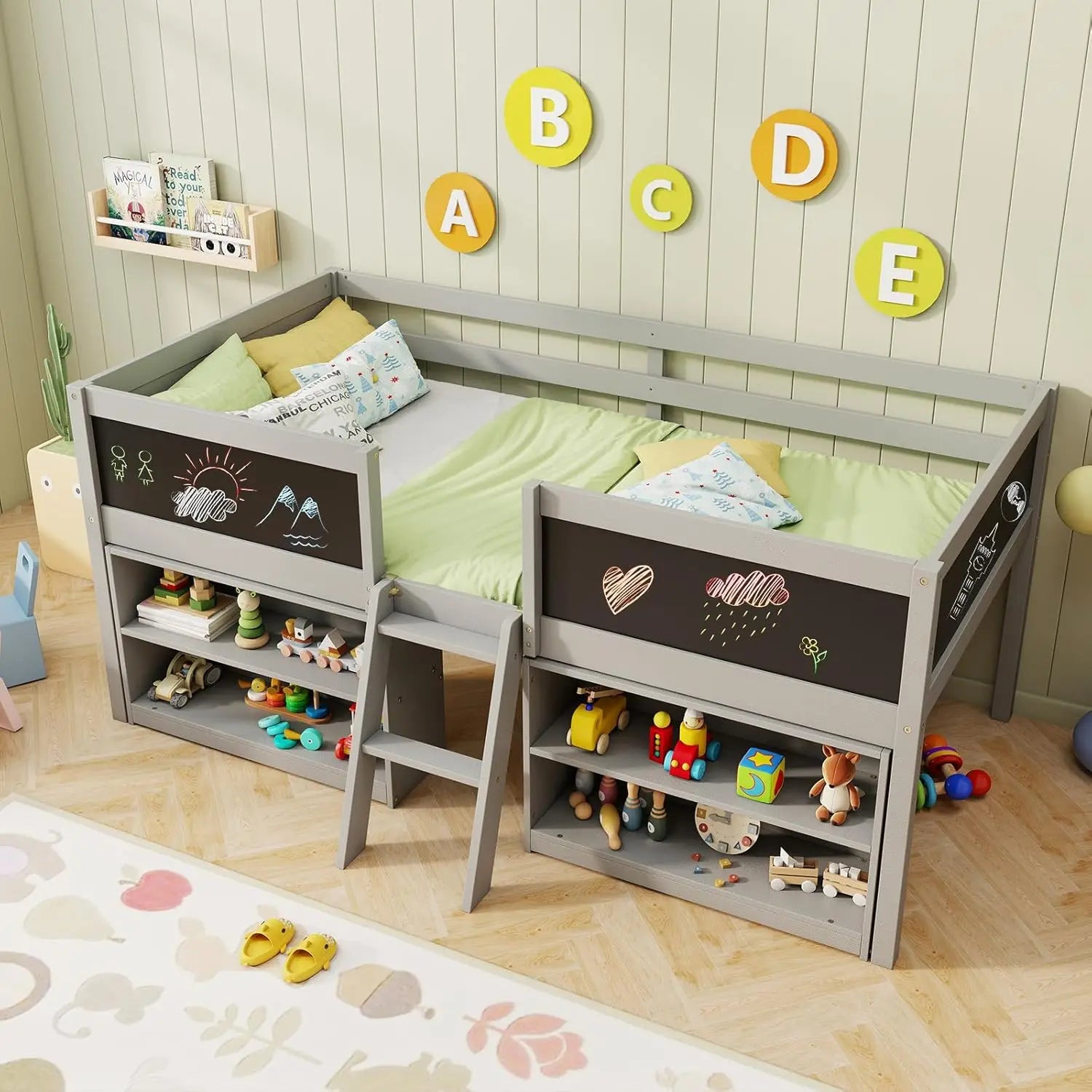 Modern Kids' Low Loft Bed Frame Designed for Safety & Style childrensterritory
