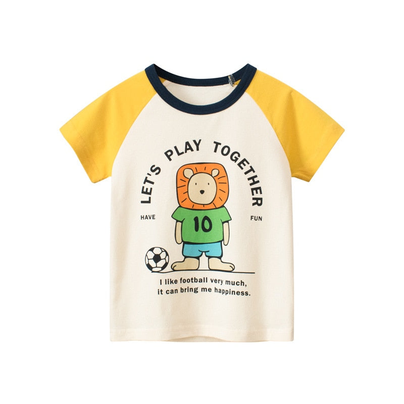 Cartoon Letter Printed Kids Boys Girls Loose Summer Cotton Top childrensterritory