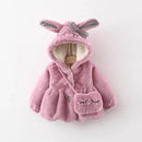 Rabbit Ear Warm Hooded Jackets+Bag for Baby Girls